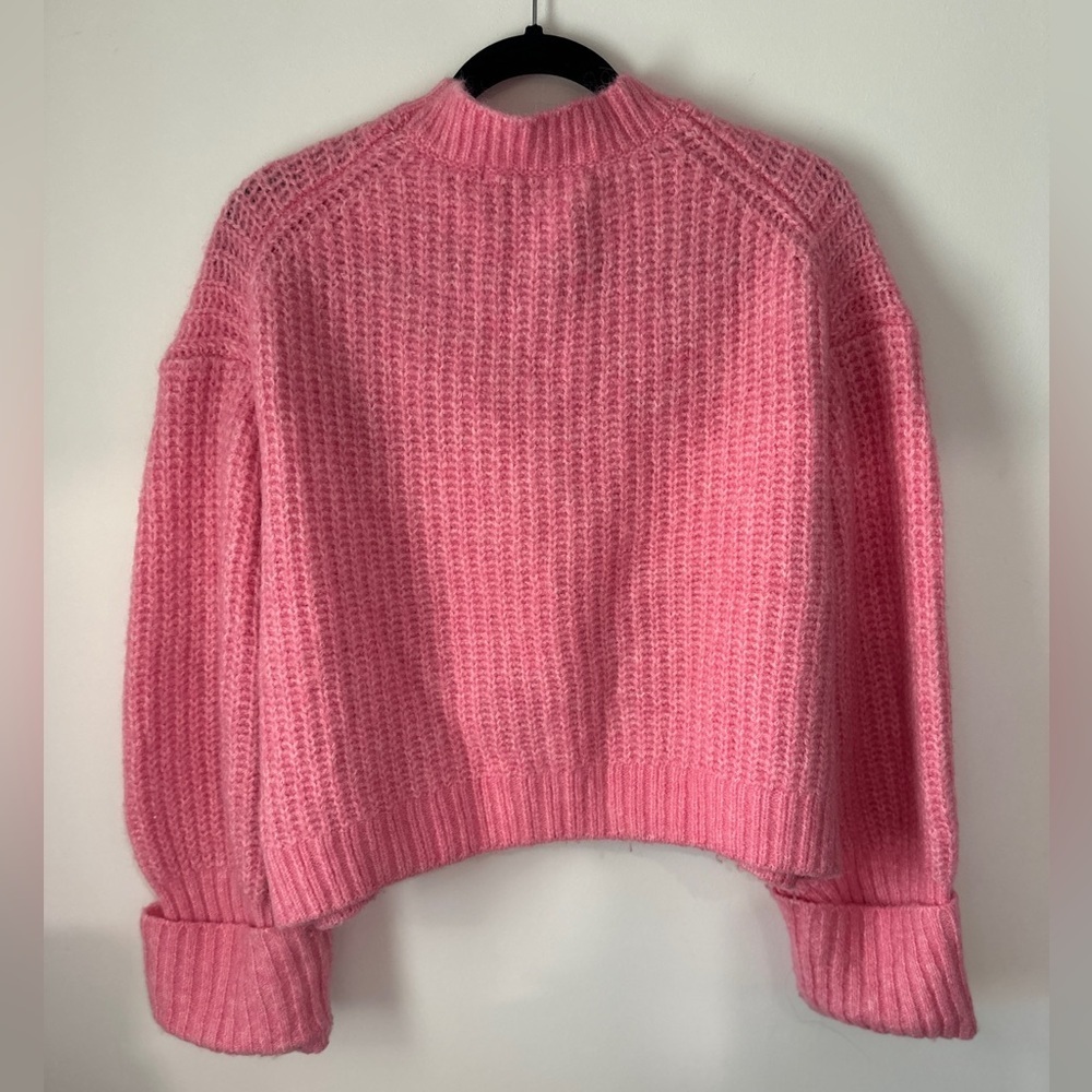 Zara Pink Crew Neck Sweater crop size large pre owned - Picture 8 of 10